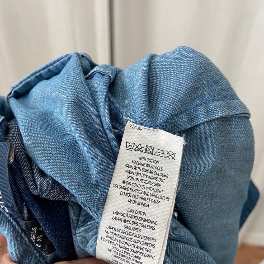 French Connection Chambray Blue Button Down Top - image 6